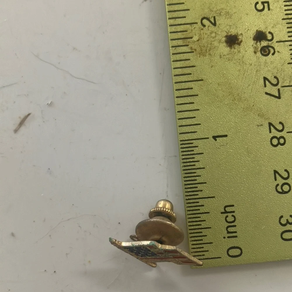 Gold and Red Enamel flag tac Pin